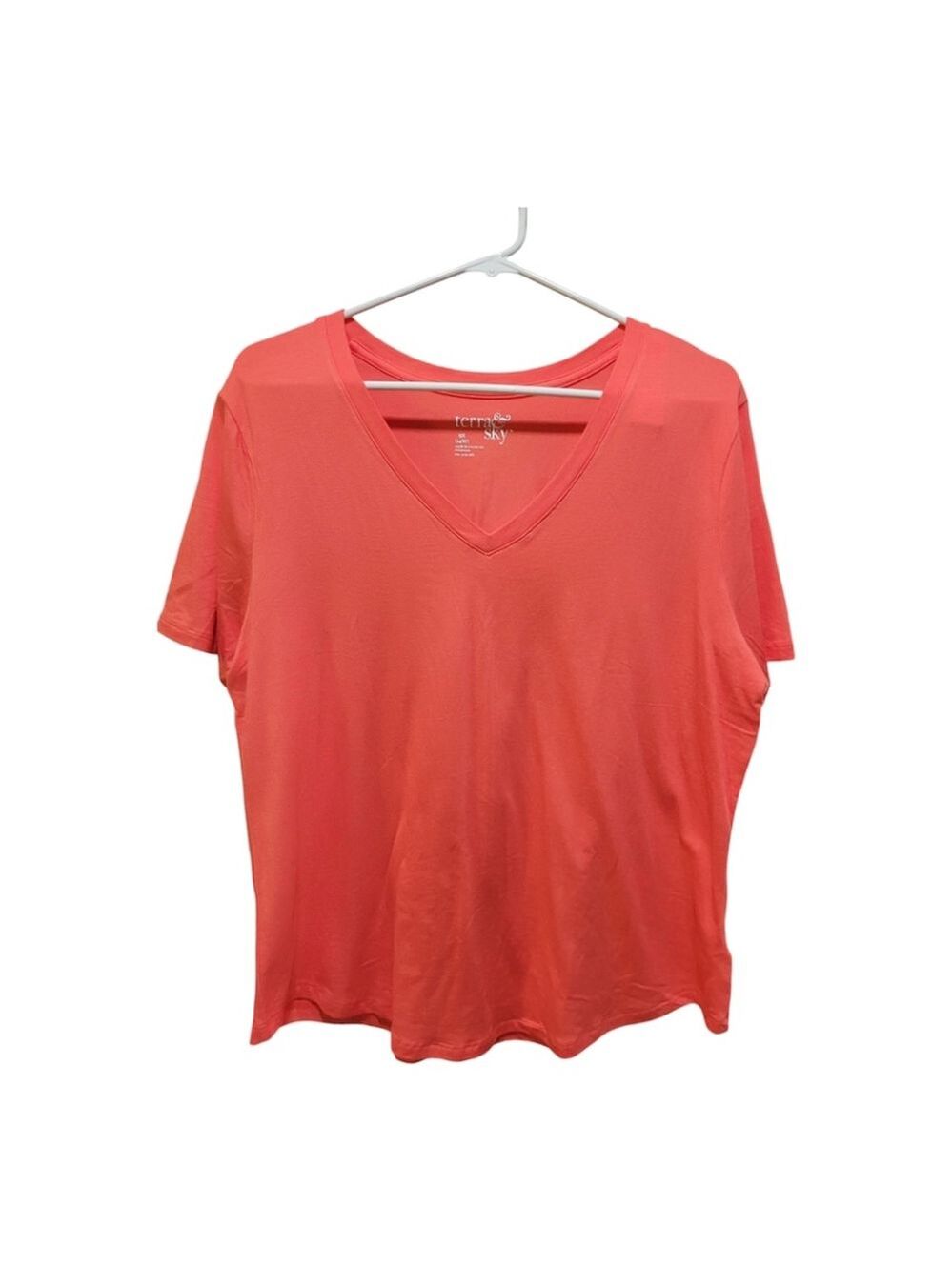 Terra & Sky Salmon V-Neck Tee 0X 14W